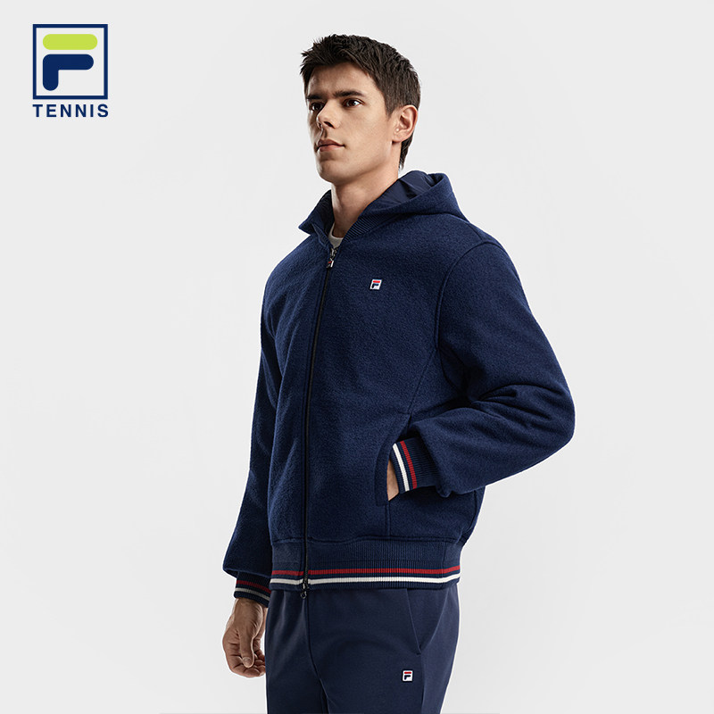 FILA斐乐官方男士棉服2026春新款网球运动宽松呢子外套连帽夹克,淘宝优惠券,粉丝福利购,淘宝优惠卷