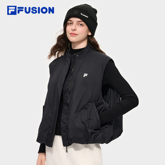 FILA FUSION斐乐潮牌羽绒马甲女2025冬新款时尚休闲宽松保暖上衣