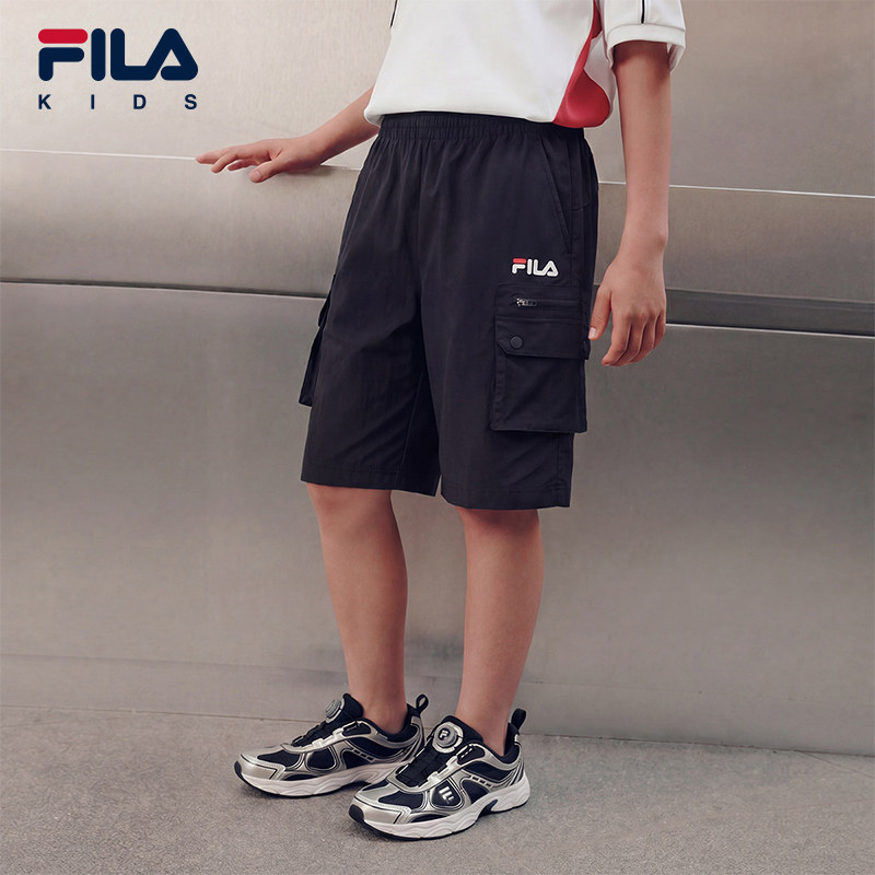 FILA KIDS斐乐童装男大童短裤2026秋季新款儿童休闲梭织五分裤 秋大实拍商品图