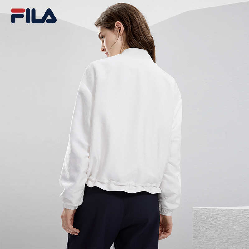 FILA 斐乐官方女士梭织肌理印花外套时尚休闲上衣棒球领夹克女装