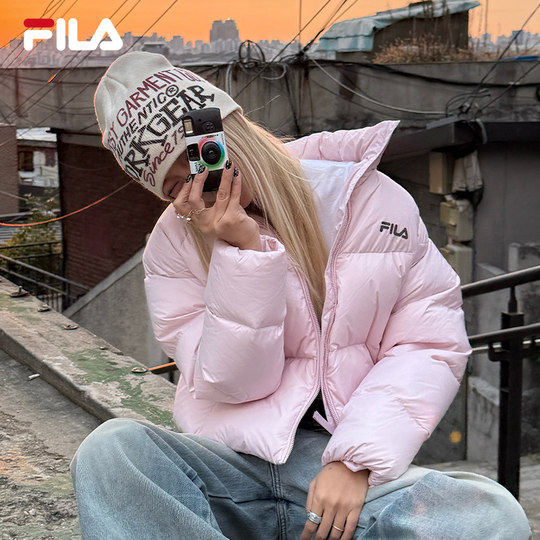 短款面包服FILA斐乐羽绒服女2025冬新款美拉德风休闲保暖运动外套