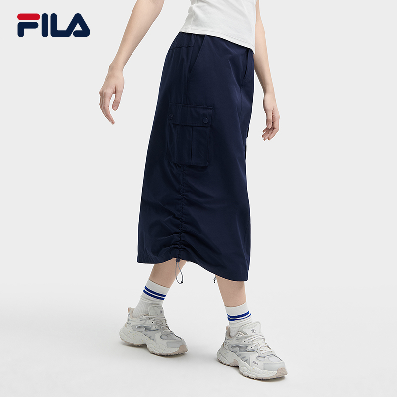 FILA 斐乐工装半身裙女2024夏季新款休闲舒适梭织长裙运动一步裙 - 图2