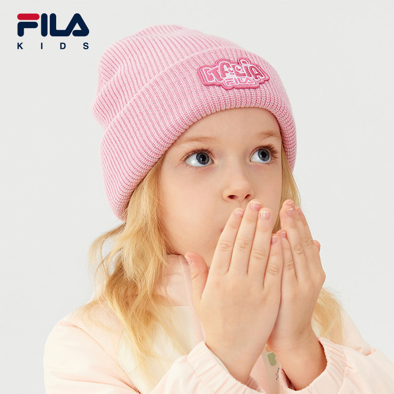 FILA KIDS斐乐儿童针织帽2025冬新款男女小童保暖舒适休闲毛线帽,淘宝优惠券,粉丝福利购,淘宝优惠卷