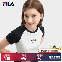 FILA File Official Woman Knit Short Sleeve Shirt 2024 Spring New Fashion Cool Feel Sunscreen Insert Shoulder sleeve T-shirt