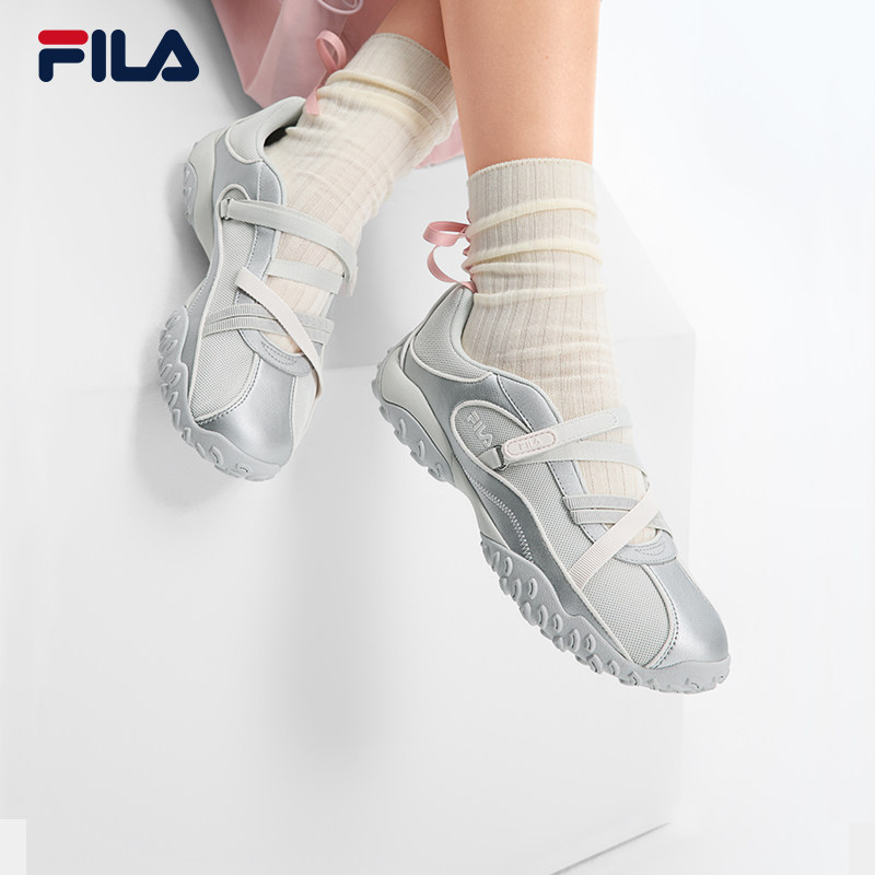 芭蕾鞋凉鞋|FILA斐乐玛丽珍凉鞋女鞋休闲鞋子单鞋银色薄底运动鞋