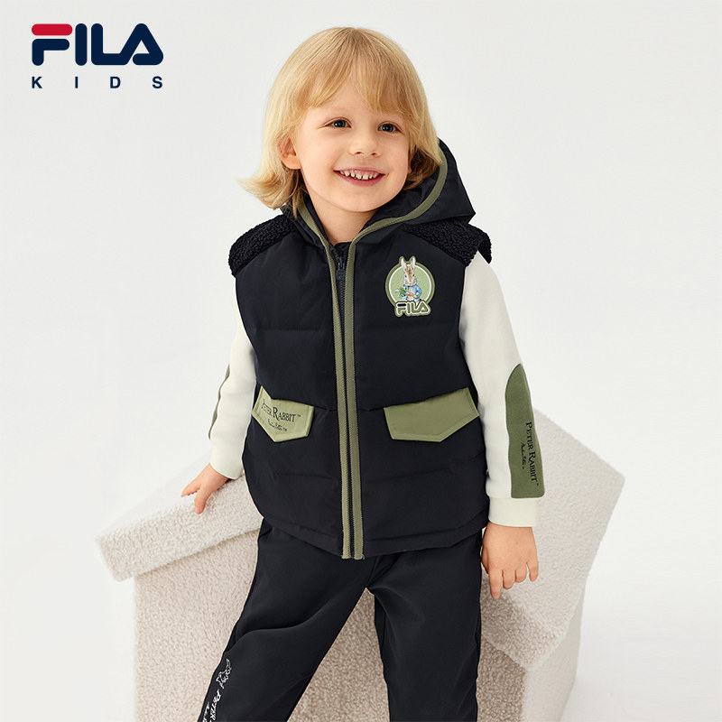 FILA KIDS斐乐童装男小童羽绒马甲2025冬季新款儿童宽松休闲上衣,淘宝优惠券,粉丝福利购,淘宝优惠卷