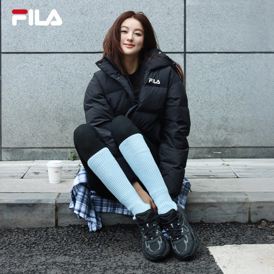 FILA斐乐羽绒服女2025冬新款美拉德风保暖连帽短款外套休闲面包服
