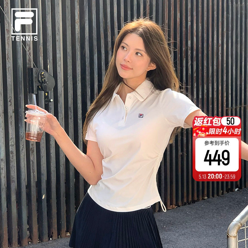 防晒|FILA斐乐女子针织菁英短袖POLO衫2026夏季新款网球运动T上衣