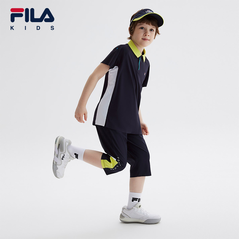 FILA KIDS斐乐童装男大童短袖POLO衫2024夏新款儿童旋冰运动上衣 - 图2