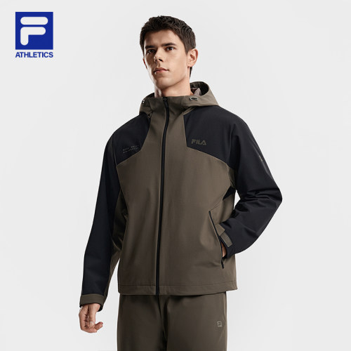 FILA 斐乐官方男士梭织外套2026春新款健身运动宽松拼色连帽上衣 - 图1