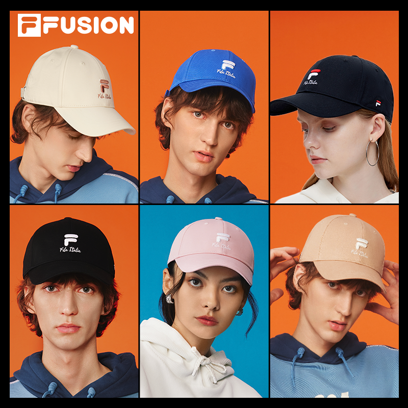 FILA FUSION斐乐潮牌运动帽女款鸭舌帽情侣棒球帽遮阳帽帽子男士