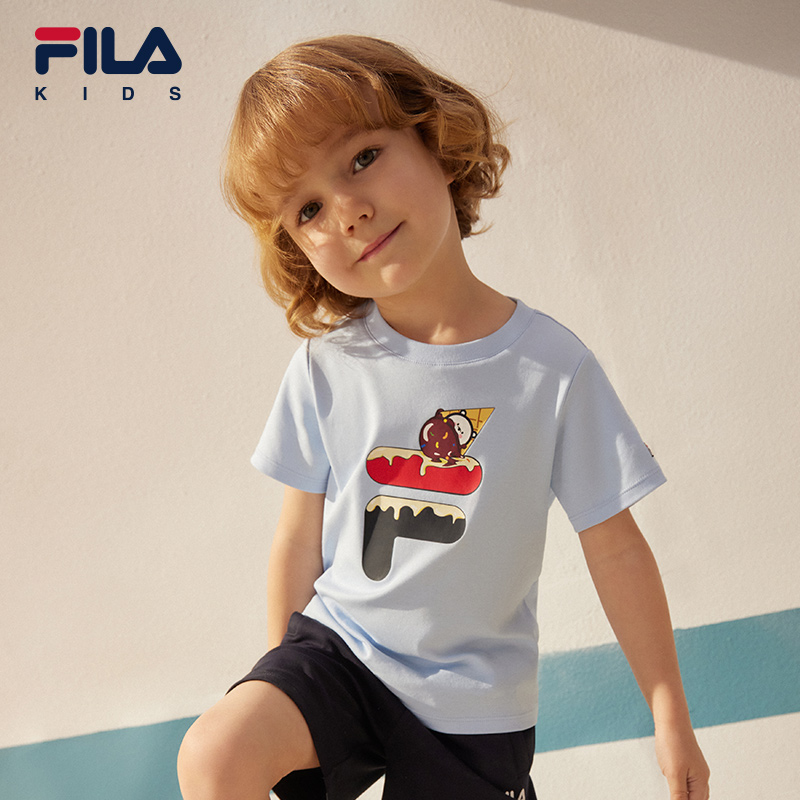 FILA KIDS斐乐童装儿童短袖T恤夏男女童纯棉透气半袖上衣-图0