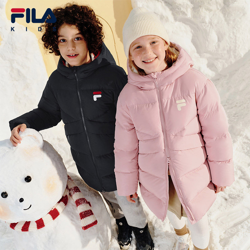FILA KIDS斐乐童装儿童羽绒服冬季款男女童中长款保暖连帽外套潮,淘宝优惠券,粉丝福利购,淘宝优惠卷