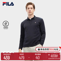 FILA File Official Man Knit Long-sleeved Polo Shirt 2023 Winter New Base Minimalist Casual Blouse