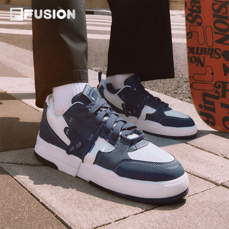 几何鞋丨FILA FUSION斐乐潮牌男鞋板鞋2025冬季新款拼接休闲鞋子