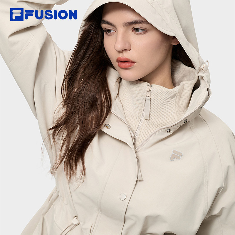 FILA FUSION斐乐潮牌梭织外套女2026春新款时尚休闲宽松连帽上衣,淘宝优惠券,粉丝福利购,淘宝优惠卷