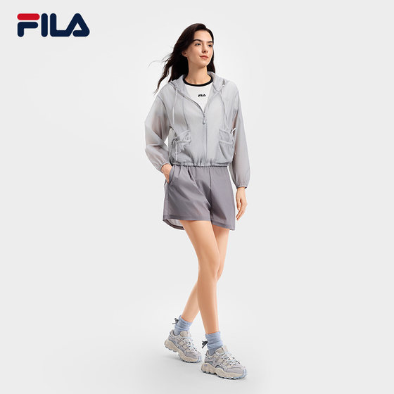 FILA official women's suit 2026 summer hooded top coat sun protection clothing casual three-quarter pants