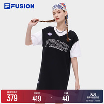 FILA FUSION Fiji Leafe Knitted Dress Shirt Dress Woman 2023 Fall loose fake two basketball sports dress