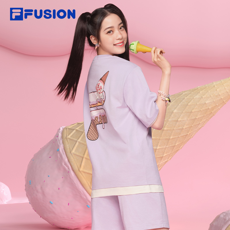 【欧阳娜娜同款】FILA FUSION斐乐潮牌夏季冰淇淋情侣短袖T恤男女