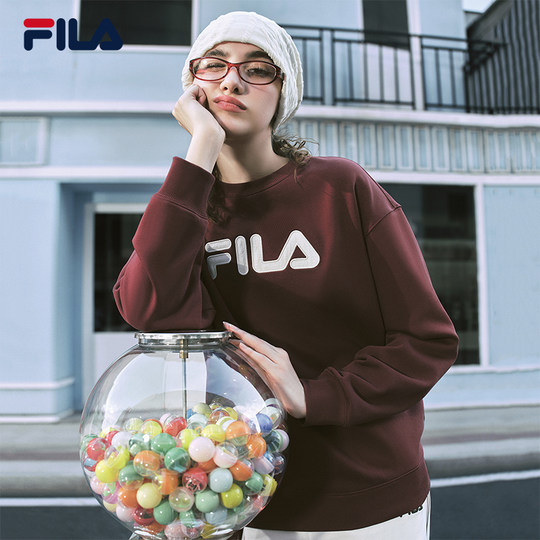 加绒|FILA斐乐官方情侣套头卫衣2025秋季新休闲宽松针织长袖上衣