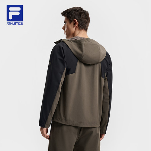 FILA 斐乐官方男士梭织外套2026春新款健身运动宽松拼色连帽上衣 - 图2