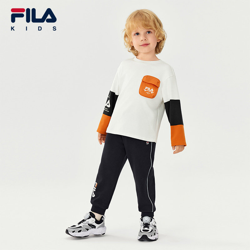 FILA KIDS斐乐童装男小童长袖T恤2025冬季新款儿童舒适纯棉上衣潮,淘宝优惠券,粉丝福利购,淘宝优惠卷