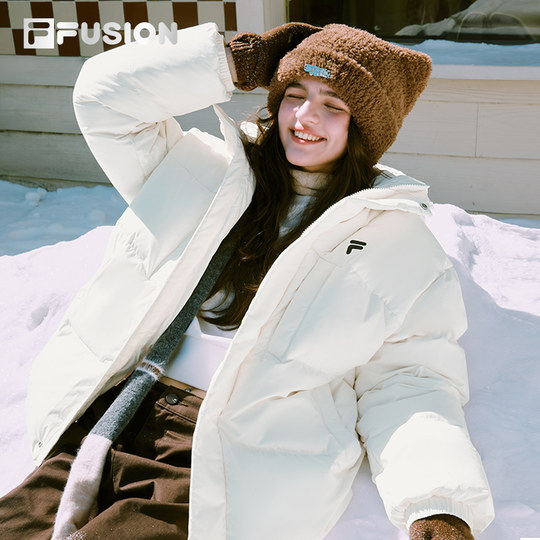 FILA FUSION斐乐潮牌情侣款羽绒服2025冬季新款宽松保暖连帽外套
