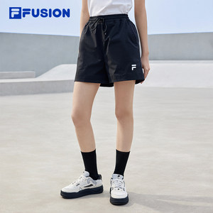 FILA FUSION斐乐潮牌白色短裤女2024夏季新款休闲运动透气五分裤