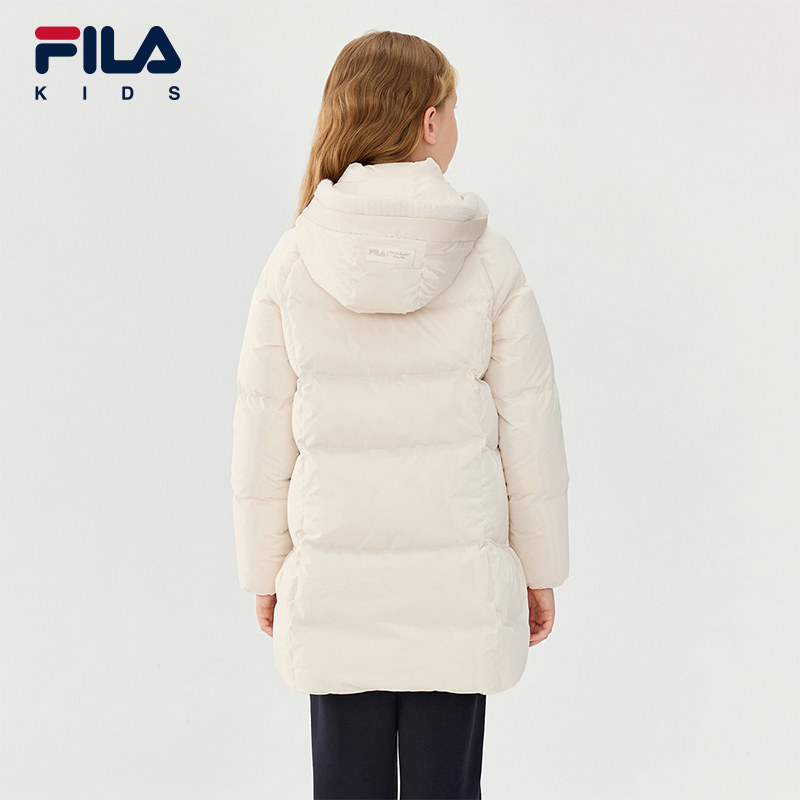 FILA KIDS斐乐童装女大童羽绒服2025冬新款儿童保暖中长休闲外套,淘宝优惠券,粉丝福利购,淘宝优惠卷