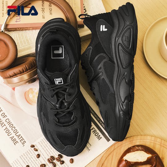 火星2代|FILA斐乐老爹鞋女鞋休闲鞋运动鞋黑色厚底鞋子复古跑步鞋