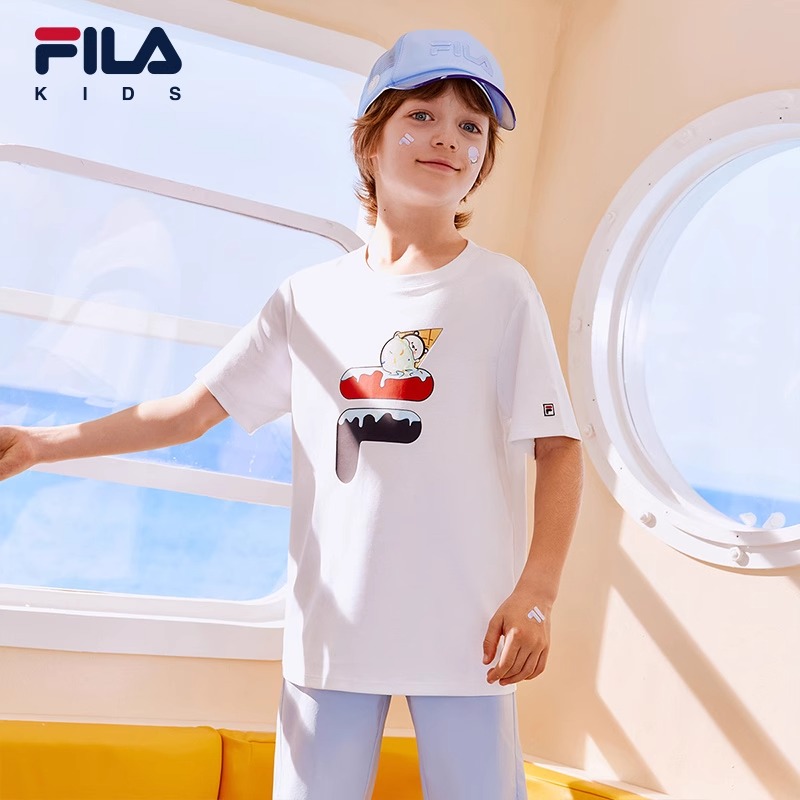 FILA KIDS斐乐童装男女童短袖T恤夏季儿童大小童纯棉冰淇淋T上衣 - 图1