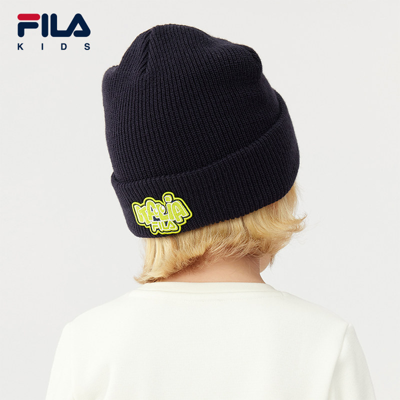 FILA KIDS斐乐儿童针织帽2025冬新款男女小童保暖舒适休闲毛线帽,淘宝优惠券,粉丝福利购,淘宝优惠卷