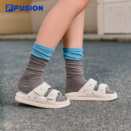 FILA FUSION斐乐潮牌拖鞋老花女鞋2026夏季新款魔术贴女士凉拖鞋 - 图3