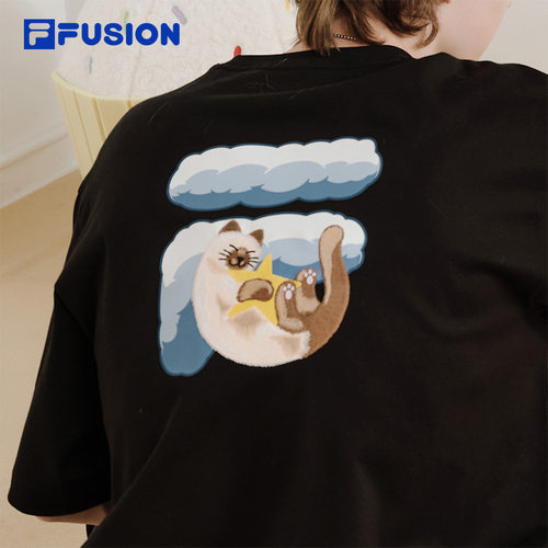 FILA FUSION斐乐潮牌情侣款针织短袖衫2026夏新款宽松凉感纯棉T恤 - 图3