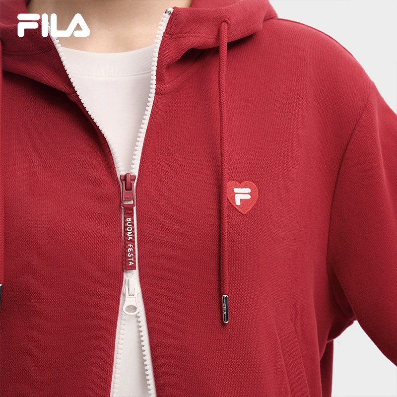 FILA马上起飞斐乐女连帽外套26春新时尚休闲新年马年穿搭红色上衣,淘宝优惠券,粉丝福利购,淘宝优惠卷