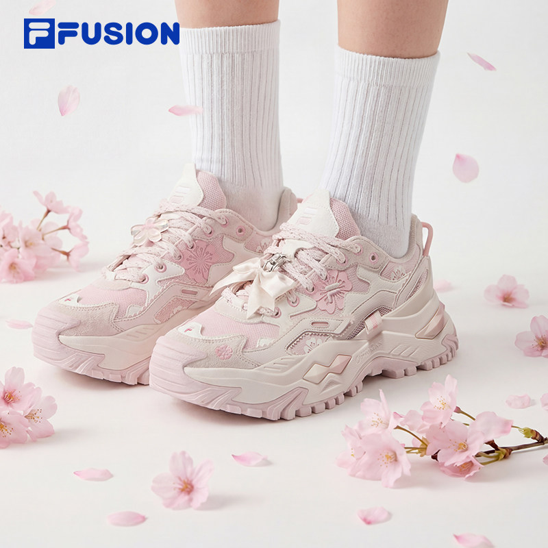 硬糖绽放丨FILA FUSION 斐乐女鞋厚底老爹鞋2026夏季新款透气鞋子