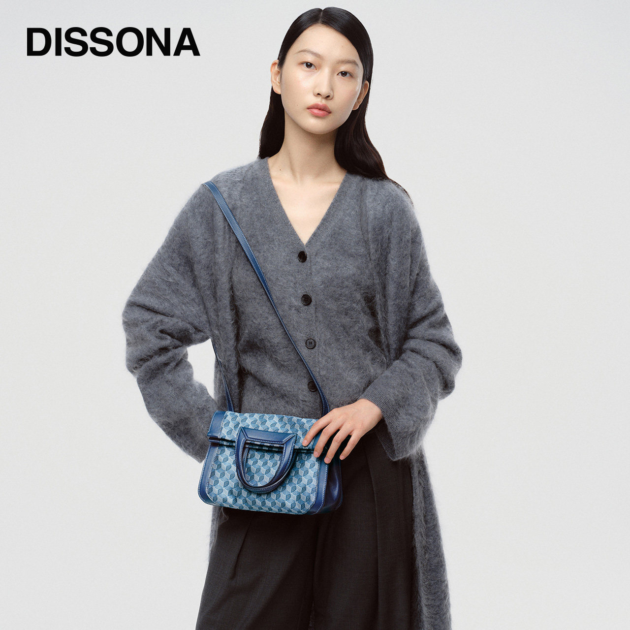 迪桑娜折叠包女包新款老花单肩包幸运锦囊公文包手提包中性通勤包