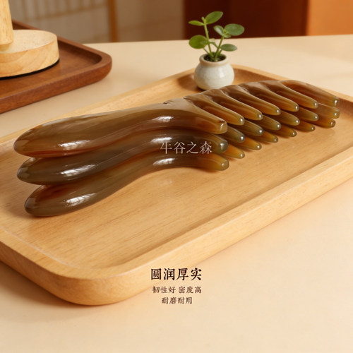 天然白牦牛角宽齿卷发烫发梳头部按摩梳耐用梳发梳子加厚大号梳子 - 图0