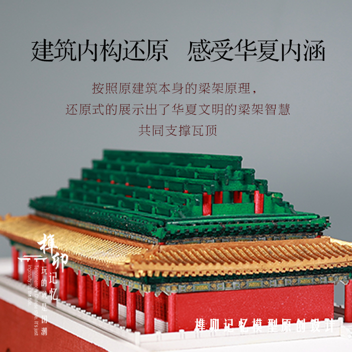 北京天安门模型故宫微缩木质中国古建筑拼装玩具新年礼物手工3DIY - 图0