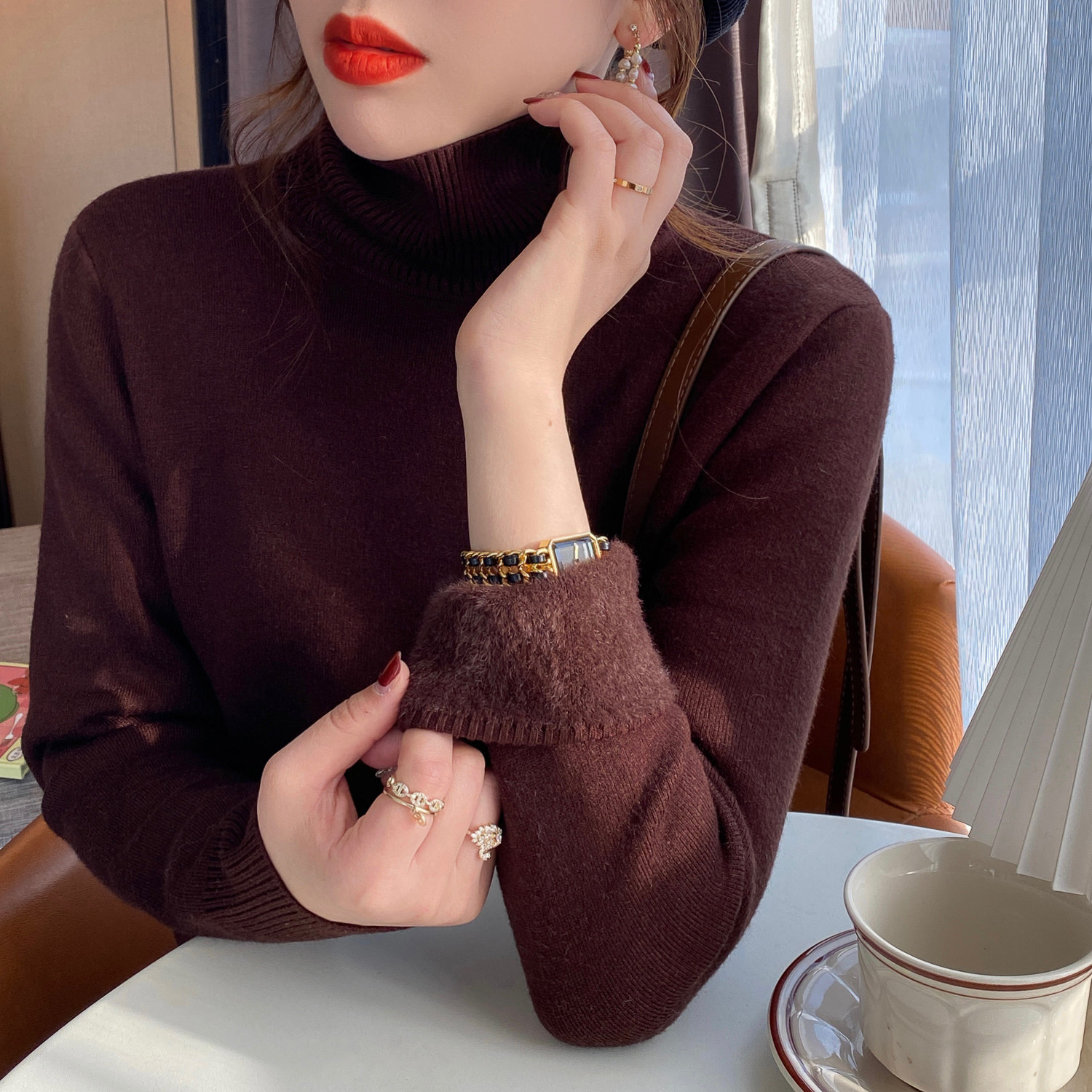 加绒加厚毛衣女冬季2025年新款高领打底衫内搭秋冬保暖衣洋气上衣,淘宝优惠券,粉丝福利购,淘宝优惠卷