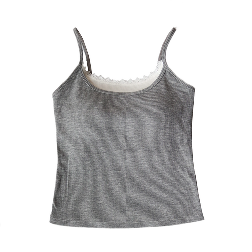 白色假两件蕾丝吊带带胸垫背心女内搭外穿2026春夏新款打底小上衣 - 图3