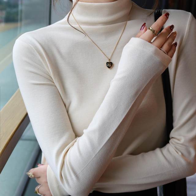 Women's high-end semi-turtle collar long-sleeved bottoming shirt