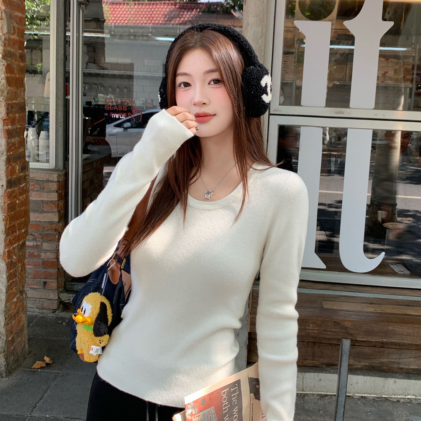 龙妹家黑色打底衫毛衣女内搭2025新款秋冬韩系高级感穿搭针织上衣 - 图0