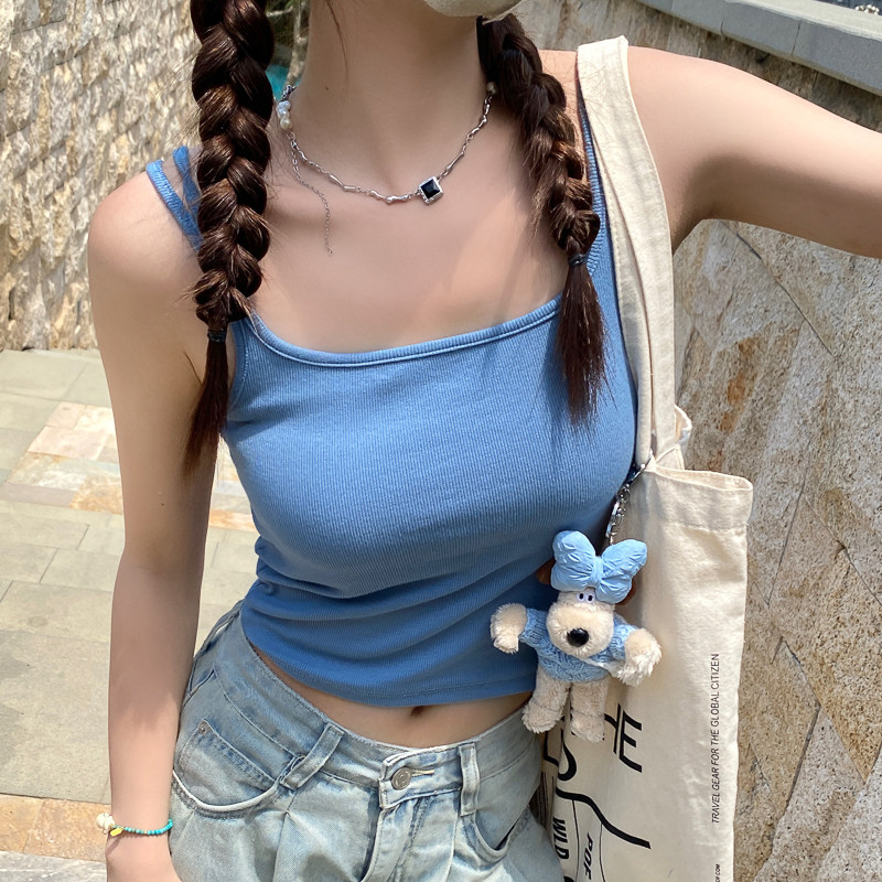 白色带胸垫吊带背心2025春夏季新款女士打底内搭外穿无袖纯棉上衣,淘宝优惠券,粉丝福利购,淘宝优惠卷