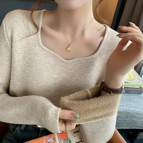 加绒打底衫女秋冬季外穿高级感加厚毛衣内搭2025新款低领保暖上衣 - 图2