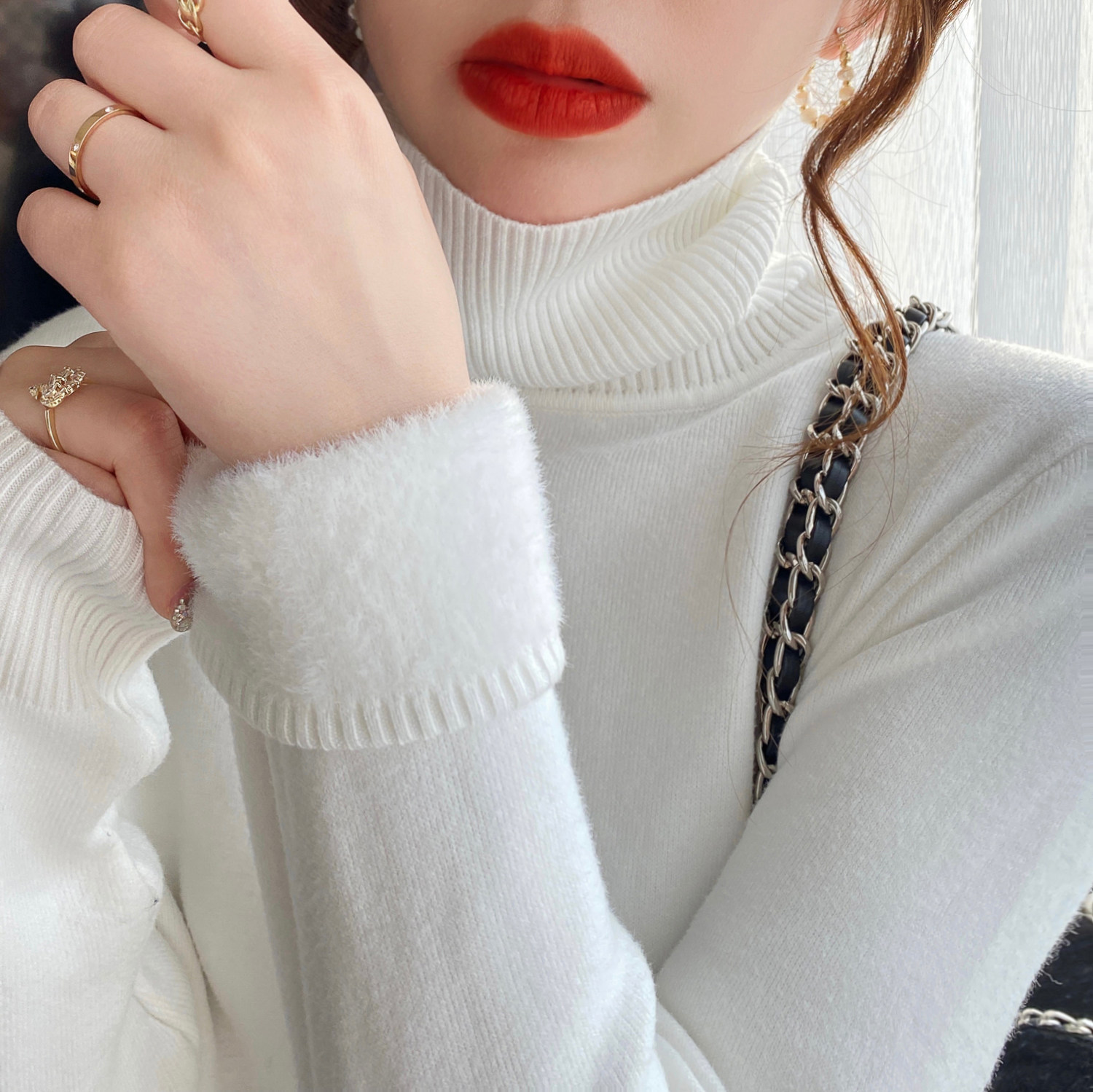 加绒加厚毛衣女冬季2025年新款高领打底衫内搭秋冬保暖衣洋气上衣,淘宝优惠券,粉丝福利购,淘宝优惠卷