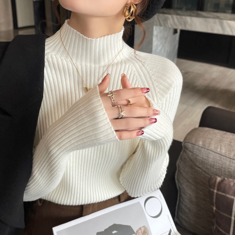 半高领打底衫女内搭秋冬季2025新款修身中领针织毛衣春秋蓝色上衣,淘宝优惠券,粉丝福利购,淘宝优惠卷