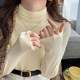 Long sleeves with half-high neck solid color T-shirt