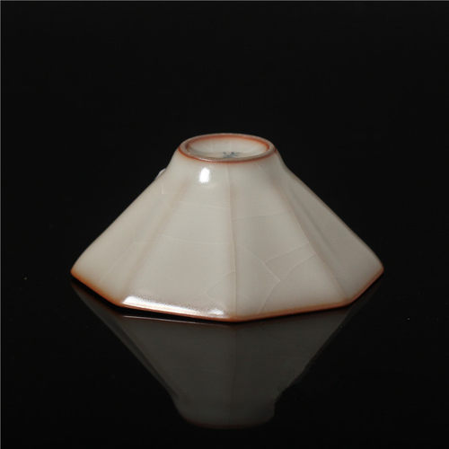 专柜正品台湾柏采窑 冬青茶杯汝窑陶瓷开片茶具八方斗笠杯BR-173E - 图1