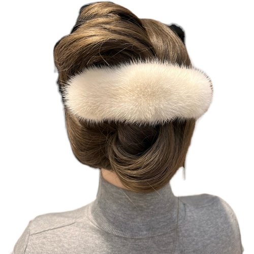 真水貂毛大号发抓韩国网红气质毛绒后脑勺抓夹盘发丸子头发夹头饰 - 图3